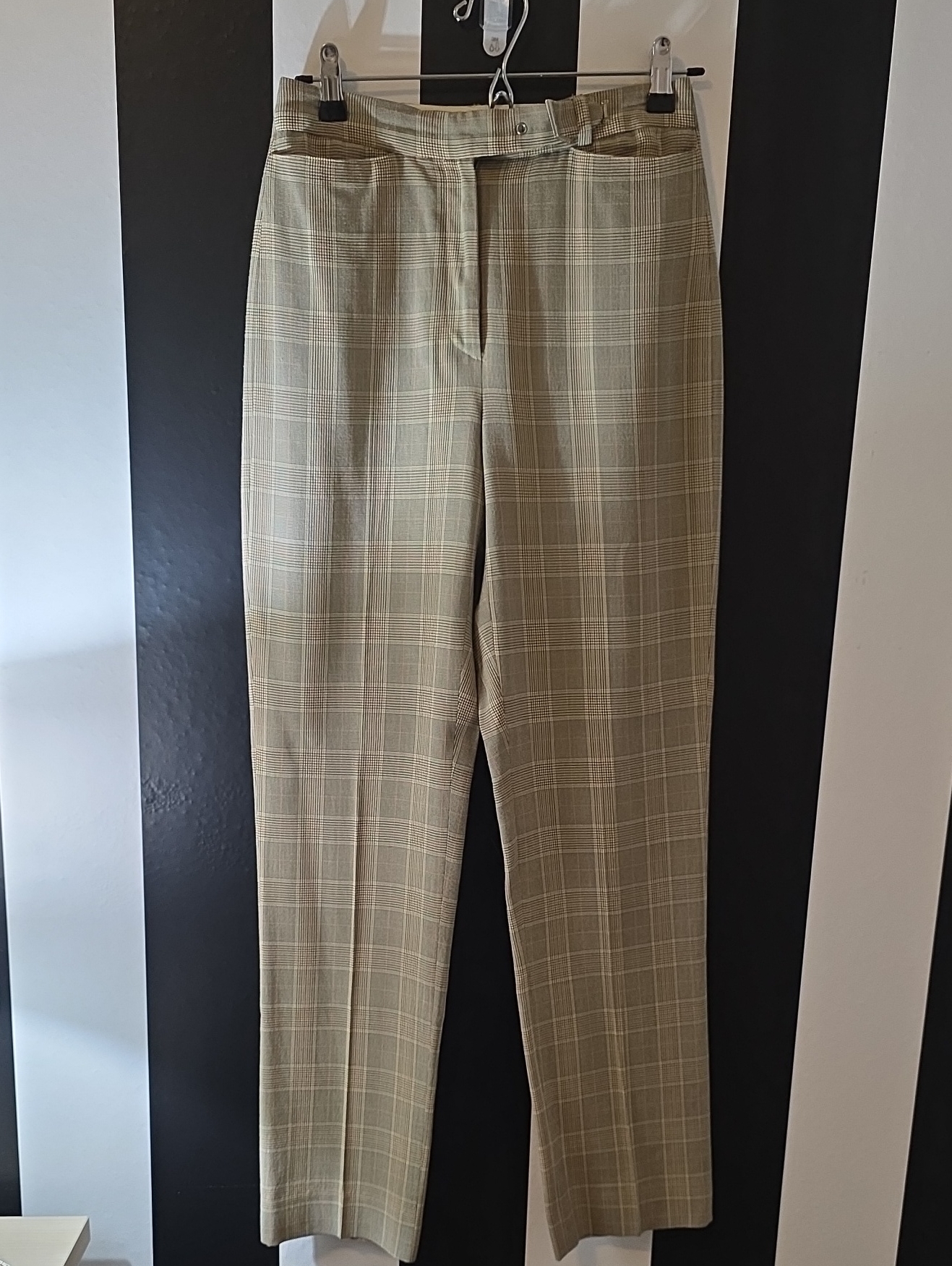 Dkny Women's Plaid Straight-Leg Pants In Tan And Cream